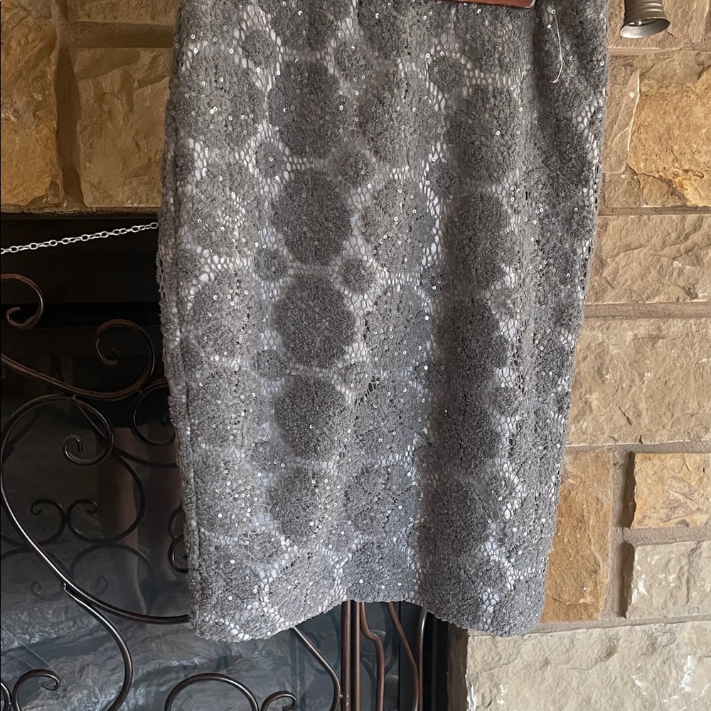 New Ann Taylor Charcoal Lace and Sequin embroidered Pencil skirt NWT sz 2 $129